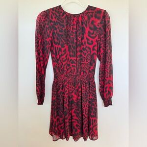 Elegant Red and Black Leopard Print Dress